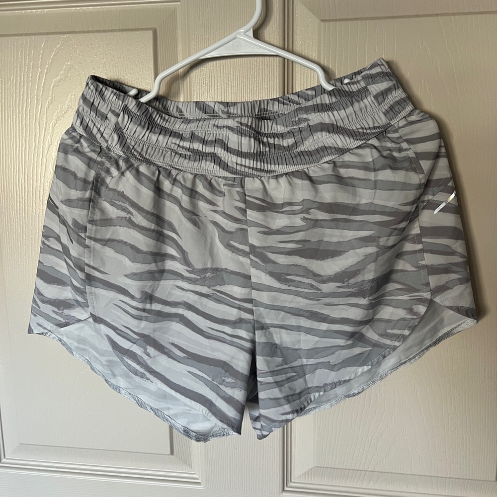 White and grey running shorts